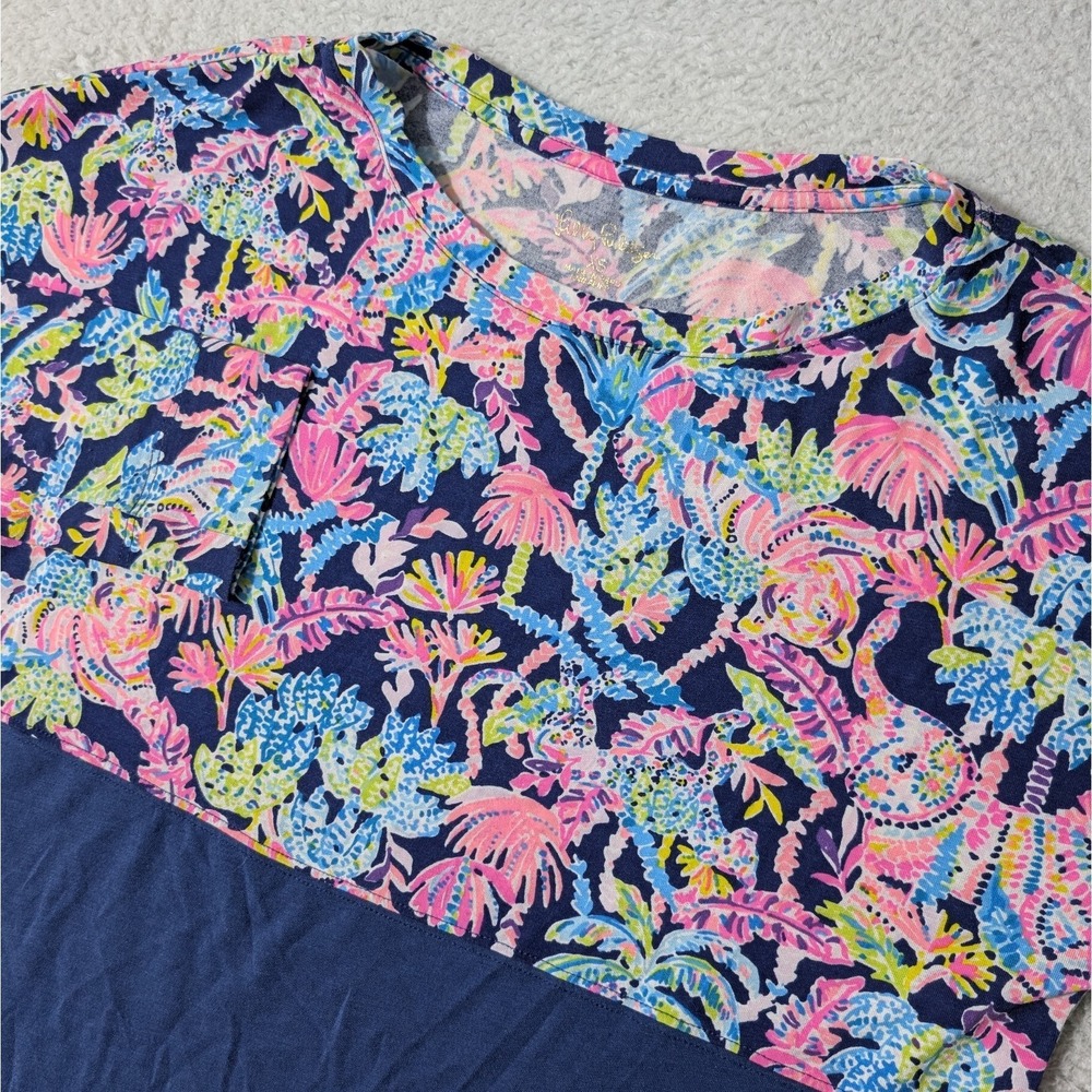 Lilly Pulitzer "Oyster Bay Navy Seen And Herd" Finn Top Women's XS Modal Stretch